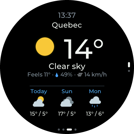 The weather screen in English